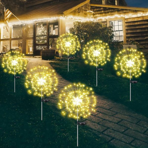 Warm White Fireworks 200 LEDS Fairy String Lights Starburst Solar Xmas Garden Night Lamp Hot NEW - Image 2