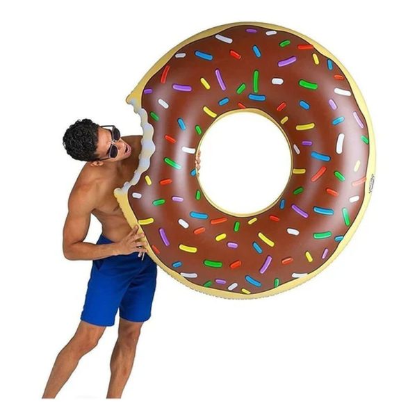 2pcs Coffee Inflatable Giant Donut Raft Swim Ring Float Swimming Pool Beach Lounge Pink Coff 70CM - Image 2