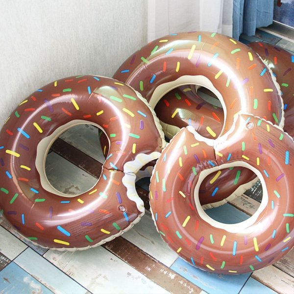2pcs Coffee Inflatable Giant Donut Raft Swim Ring Float Swimming Pool Beach Lounge Pink Coff 70CM - Image 4