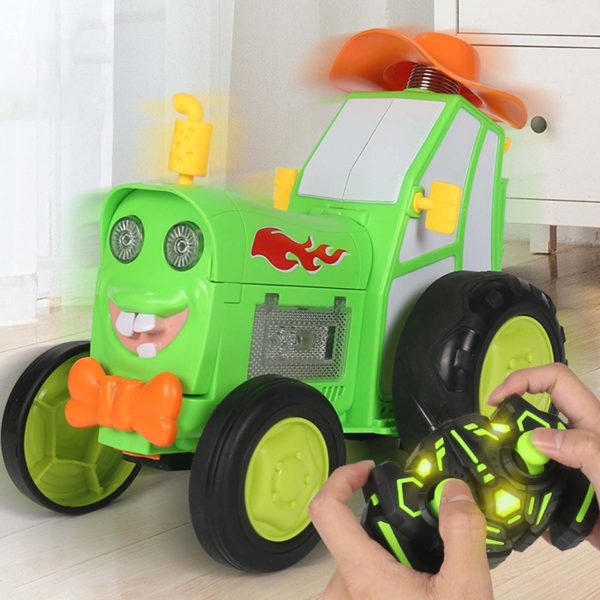 Green 360 Rotating Crazy Jumping Car with Light Music Remote Control RC Stunt Car AU - Image 2