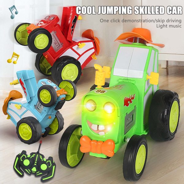 Green 360 Rotating Crazy Jumping Car with Light Music Remote Control RC Stunt Car AU - Image 5