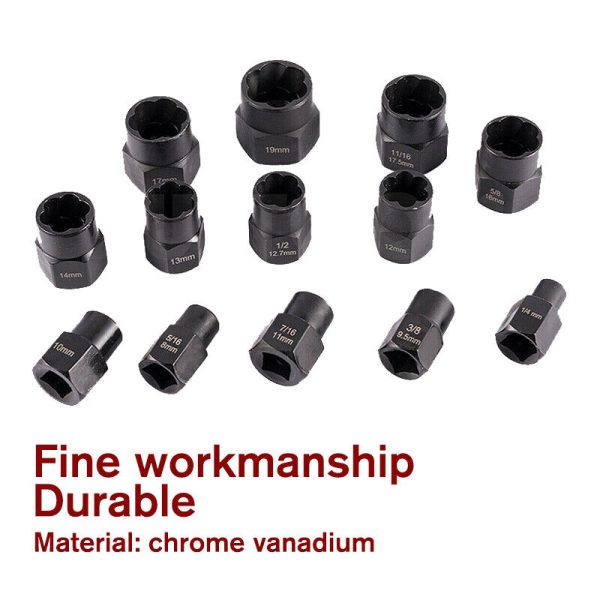 13-Piece Impact Bolt & Nut Remover Set Nut Extractor Socket Bolt Remover Tool - Image 4