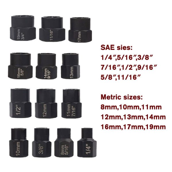 13-Piece Impact Bolt & Nut Remover Set Nut Extractor Socket Bolt Remover Tool - Image 5