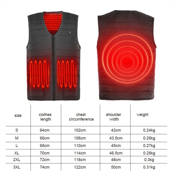 L Electric Vest Heated Jacket USB Thermal Warm Heat Pad Winter Body Warmer Unisex - Image 11