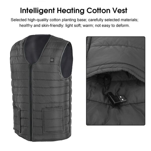 XL Electric Vest Heated Jacket USB Thermal Warm Heat Pad Winter Body Warmer Unisex - Image 8
