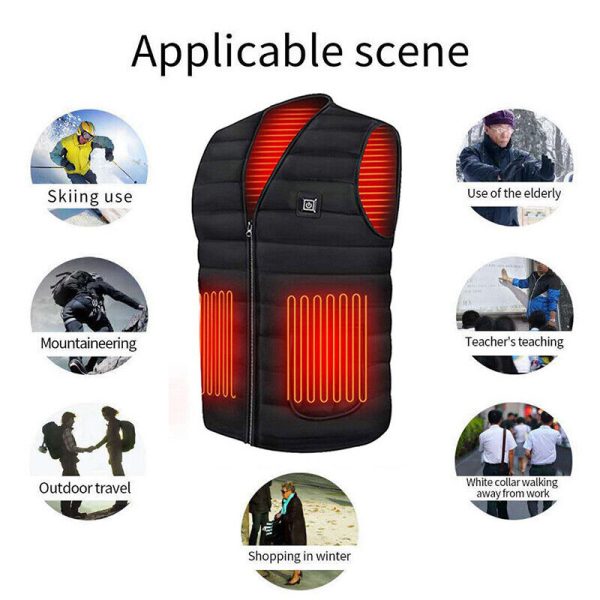 XL Electric Vest Heated Jacket USB Thermal Warm Heat Pad Winter Body Warmer Unisex - Image 10