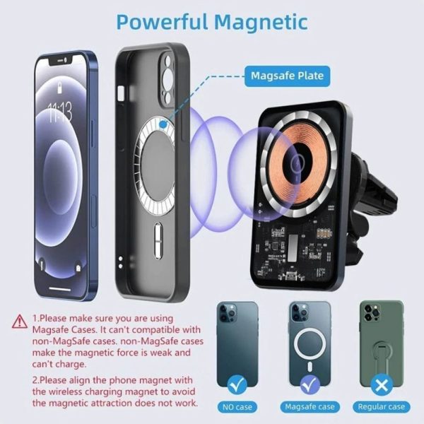 15W Magnetic Car Wireless Charger Phone Holder Mount MagSafe with Cyber ??Style - Image 7