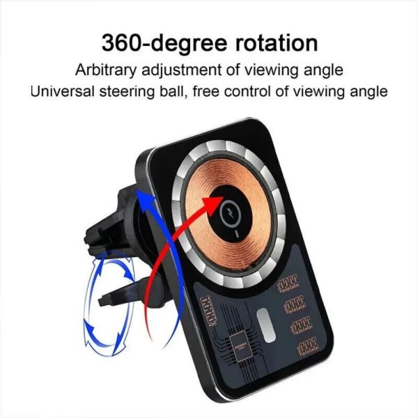 15W Magnetic Car Wireless Charger Phone Holder Mount MagSafe with Cyber ??Style - Image 8