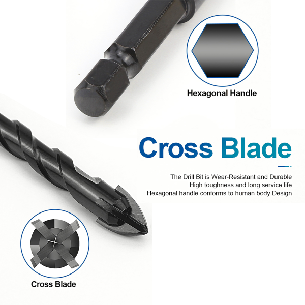 4PCS Drill Set Hex Tile Drill Bit Glass Ceramic Bric Hex Shank Cross Spear Head - Image 7