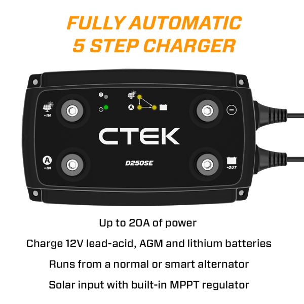 CTEK D250SE Dual Input DC-DC 20A Smart Battery Charger, Power Bank - Image 3