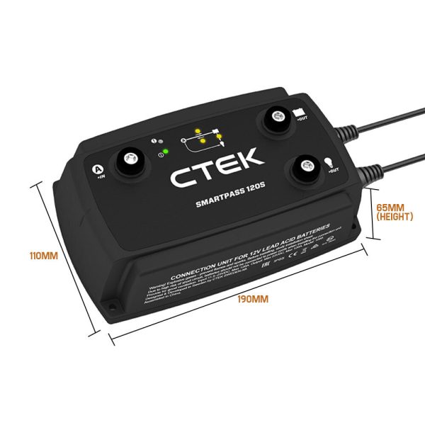 CTEK SMARTPASS 120S Power Management System 120A, with Battery Starter Function, for Starter and Service Batteries, Smart Alternator Compatible - Image 2