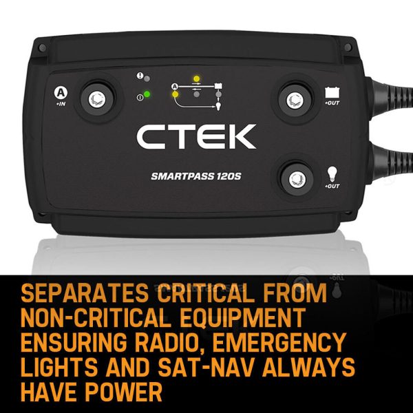 CTEK SMARTPASS 120S Power Management System 120A, with Battery Starter Function, for Starter and Service Batteries, Smart Alternator Compatible - Image 7