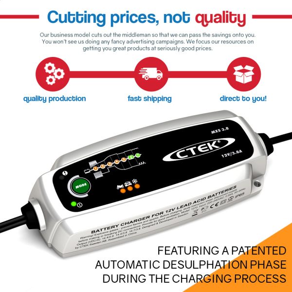 CTEK MXS 3.8 12V 3.8 Amp Smart Battery Charger Car Motorcycle Caravan Camper AGM - Image 4