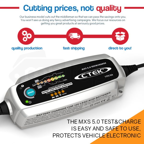 CTEK MXS 5.0 Test and Charge Battery Charger 12V 5Amp Deep Cycle AGM Bumper Case - Image 4