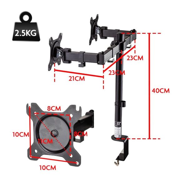 FORTIA Desk Monitor Stand 2 Arm - Dual Computer Holder Screen Riser Bracket - Image 6