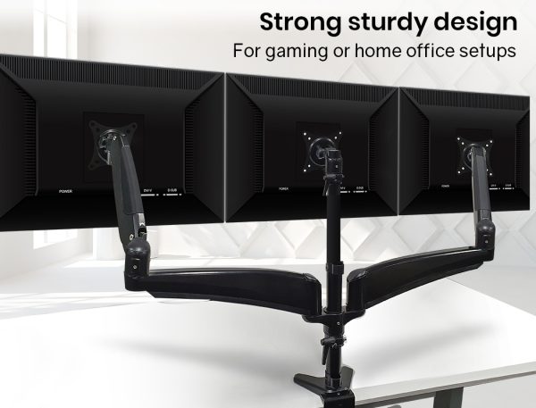 FORTIA Triple Monitor Stand Arm Computer Display Mount Adjustable Vesa Bracket 3 Screen - Image 2