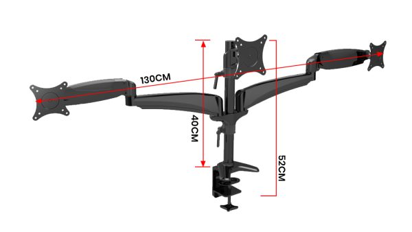 FORTIA Triple Monitor Stand Arm Computer Display Mount Adjustable Vesa Bracket 3 Screen - Image 6