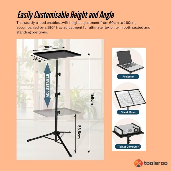 Laptop Stand Tripod - Adjustable Height Projector Holder With Phone Mount - Image 3