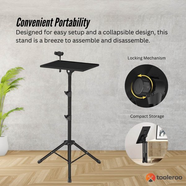 Laptop Stand Tripod - Adjustable Height Projector Holder With Phone Mount - Image 4