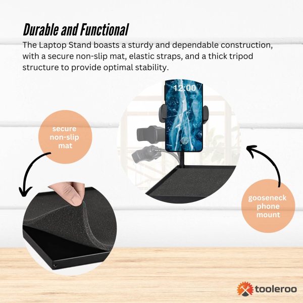 Laptop Stand Tripod - Adjustable Height Projector Holder With Phone Mount - Image 5