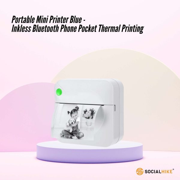 Portable Mini Printer White - Inkless Bluetooth Phone Pocket Thermal Printing - Image 2