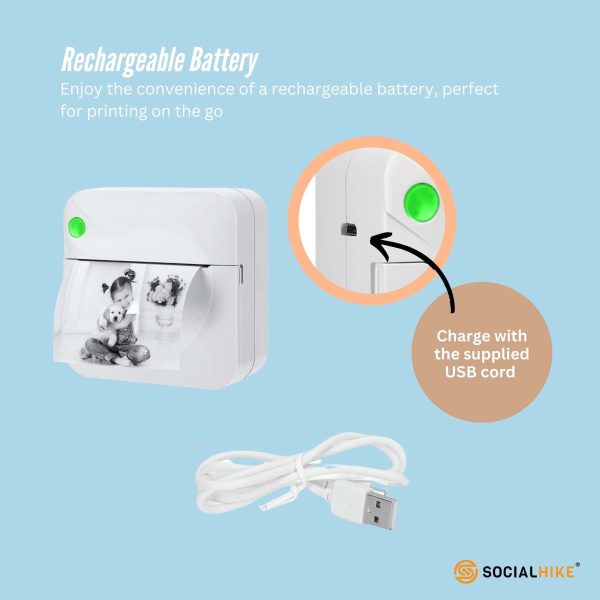 Portable Mini Printer White - Inkless Bluetooth Phone Pocket Thermal Printing - Image 4