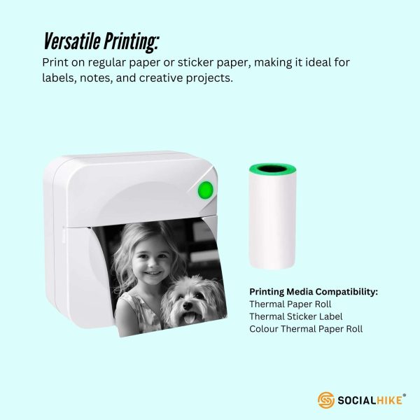 Portable Mini Printer White - Inkless Bluetooth Phone Pocket Thermal Printing - Image 5