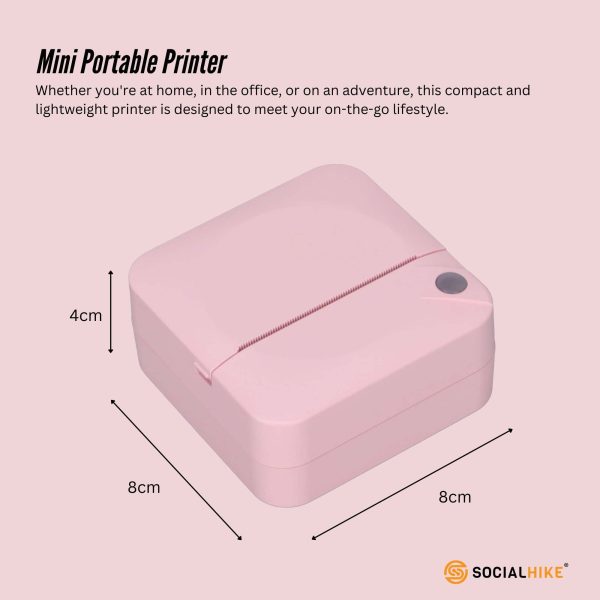Portable Mini Printer Pink - Inkless Bluetooth Phone Pocket Thermal Printing - Image 3