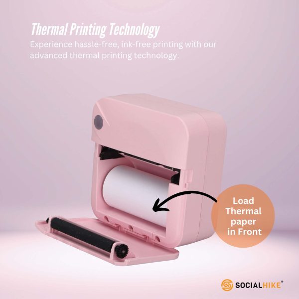 Portable Mini Printer Pink - Inkless Bluetooth Phone Pocket Thermal Printing - Image 4