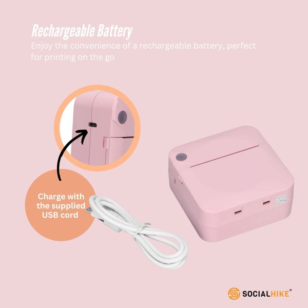 Portable Mini Printer Pink - Inkless Bluetooth Phone Pocket Thermal Printing - Image 6