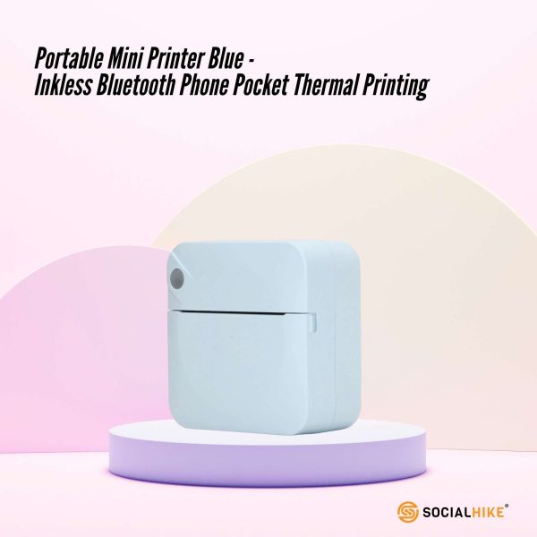 Portable Mini Printer Blue - Inkless Bluetooth Phone Pocket Thermal Printing - Image 2