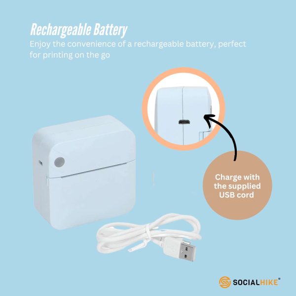 Portable Mini Printer Blue - Inkless Bluetooth Phone Pocket Thermal Printing - Image 5