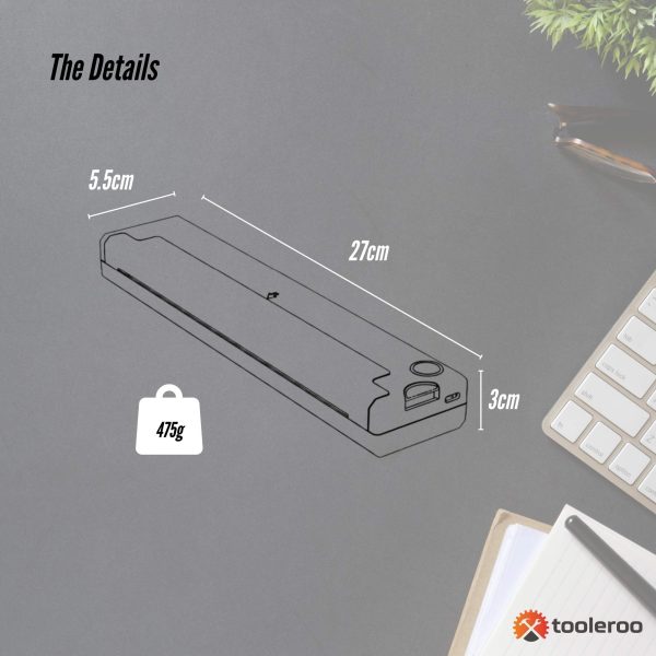 Tooleroo Portable A4 Thermal Printer Black + Paper Kit - Wireless and Inkless - Image 6
