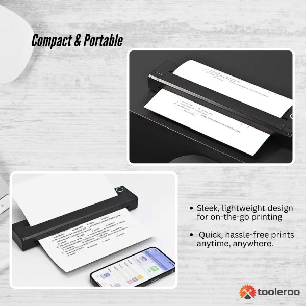 Tooleroo Portable A4 Thermal Printer Black + Paper Kit - Wireless and Inkless - Image 7