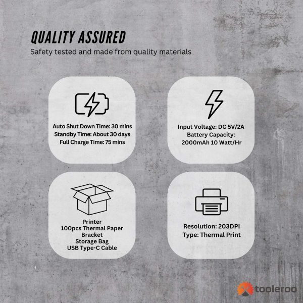 Tooleroo Portable A4 Thermal Printer Black + Paper Kit - Wireless and Inkless - Image 8