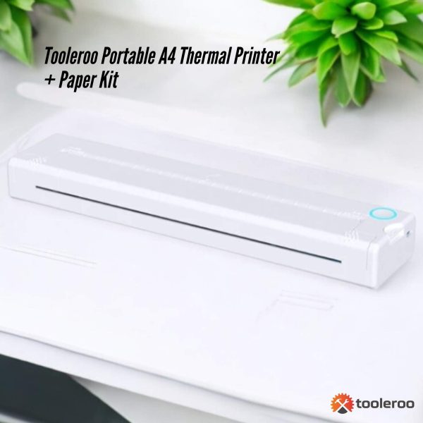 Tooleroo Portable A4 Thermal Printer White + Paper Kit - Wireless and Inkless - Image 2