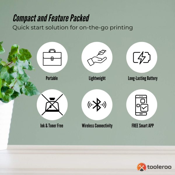 Tooleroo Portable A4 Thermal Printer White + Paper Kit - Wireless and Inkless - Image 5
