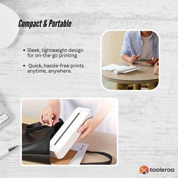 Tooleroo Portable A4 Thermal Printer White + Paper Kit - Wireless and Inkless - Image 7