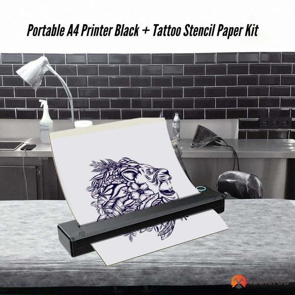 Tooleroo Portable A4 Thermal Printer Black + Tattoo Stencil Paper - Wireless - Image 2