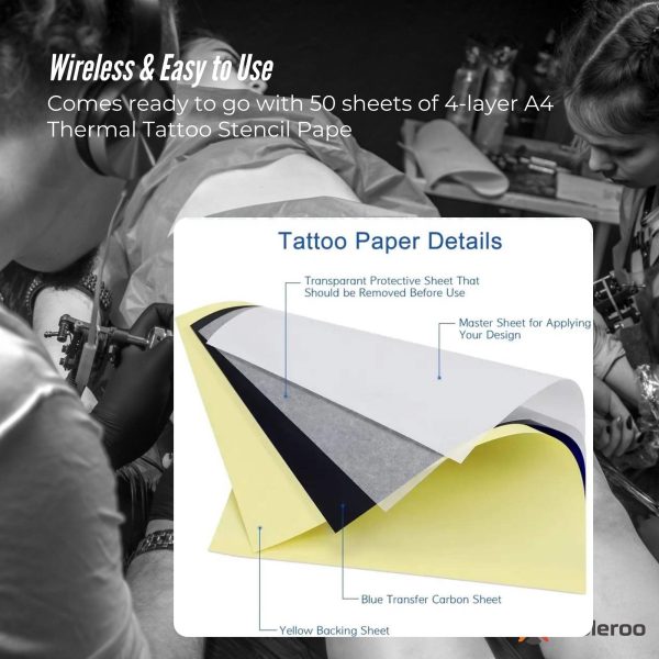 Tooleroo Portable A4 Thermal Printer Black + Tattoo Stencil Paper - Wireless - Image 3