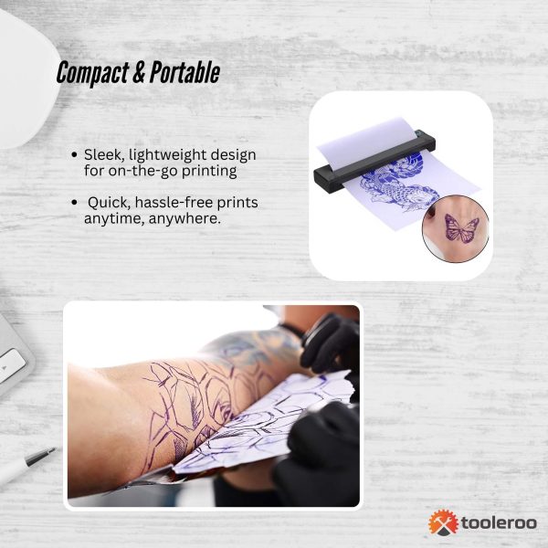 Tooleroo Portable A4 Thermal Printer Black + Tattoo Stencil Paper - Wireless - Image 7