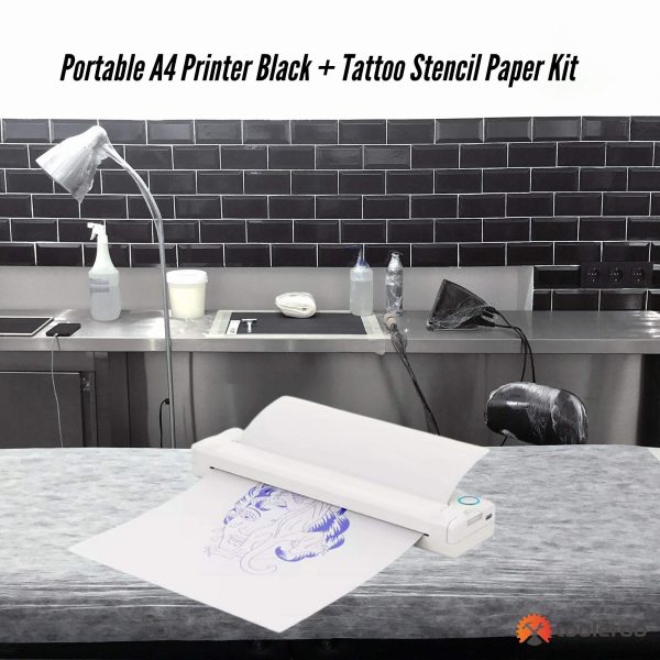 Tooleroo Portable A4 Thermal Printer White + Tattoo Stencil Paper Kit - Wireless - Image 2
