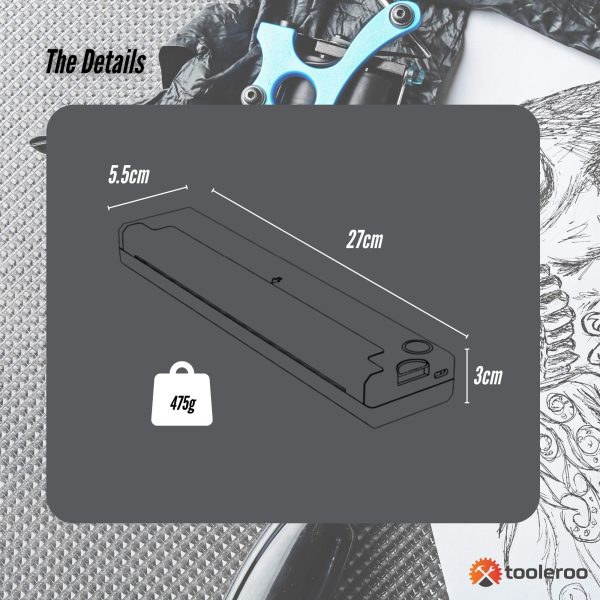 Tooleroo Portable A4 Thermal Printer White + Tattoo Stencil Paper Kit - Wireless - Image 6