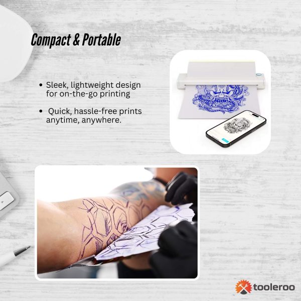 Tooleroo Portable A4 Thermal Printer White + Tattoo Stencil Paper Kit - Wireless - Image 7