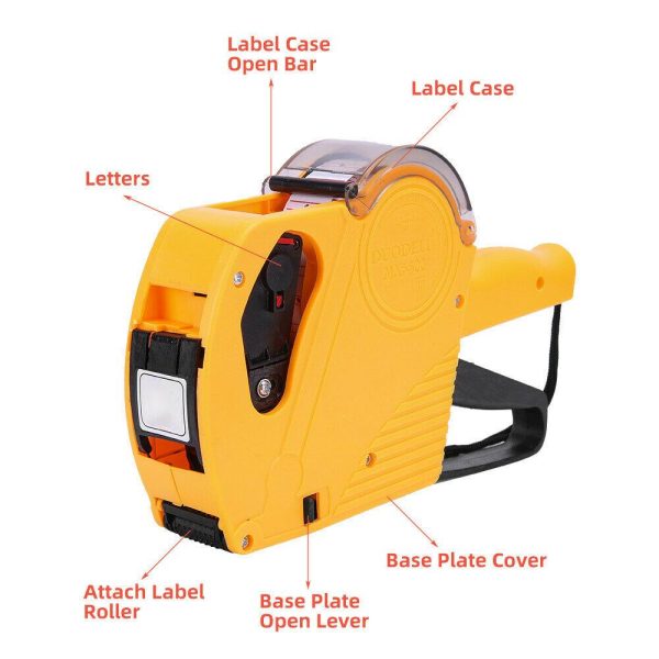 Price Tag Gun Labeller Pricing with 2 Rolls Labels and Inks Roller Machine Kit Red - Image 7