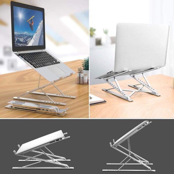 Portable Adjustable Laptop Stand Foldable Desktop Tripod Tray Anti-skid Pad Double Layer - Image 2