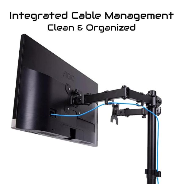 Monitor Stand Arm Dual HD LED TV Freestanding Mount Holder 2 Arm Display Desk Bracket - Image 6