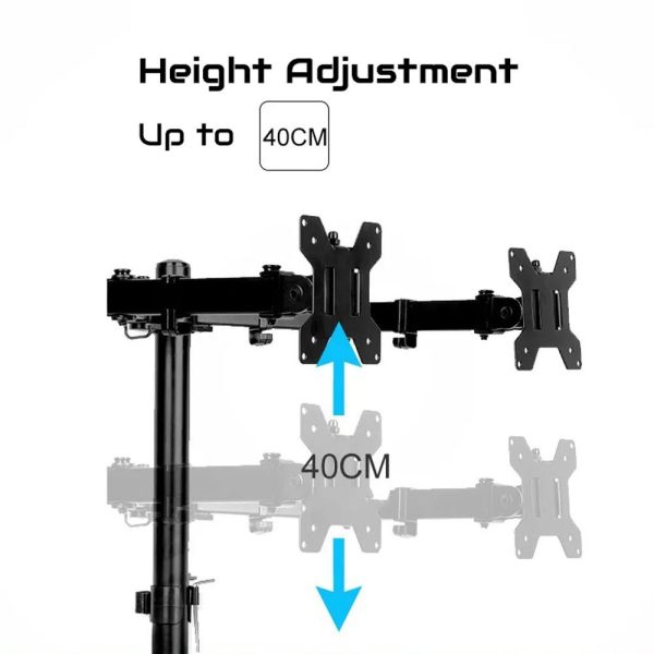 Monitor Stand Arm Dual HD LED TV Freestanding Mount Holder 2 Arm Display Desk Bracket - Image 8
