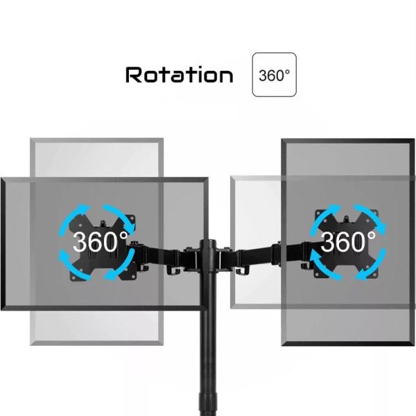 Monitor Stand Arm Dual HD LED TV Freestanding Mount Holder 2 Arm Display Desk Bracket - Image 9