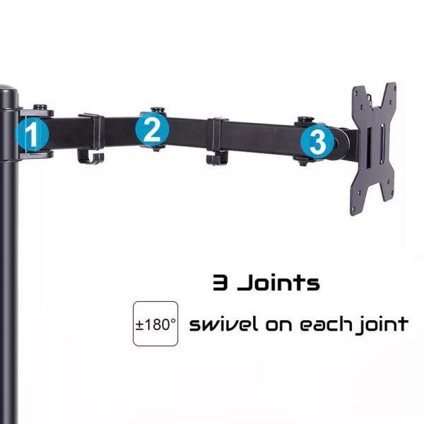 Monitor Stand Arm Dual HD LED TV Freestanding Mount Holder 2 Arm Display Desk Bracket - Image 10
